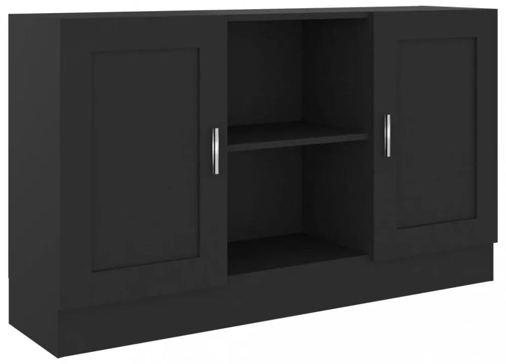 fekete szerelt fa tálalószekrény 120 x 30,5 x 70 cm