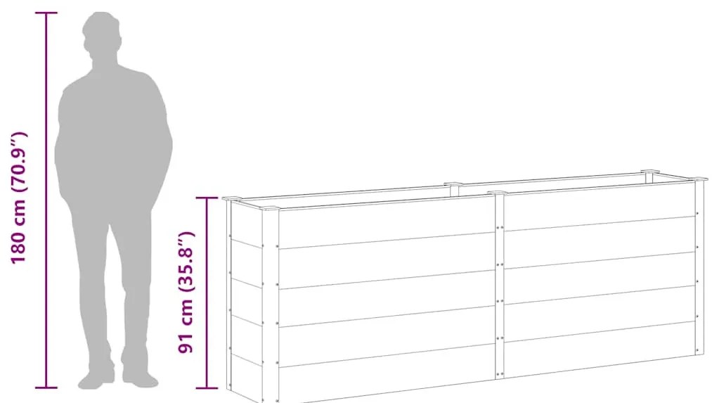 szürke WPC kerti magaságyás 250 x 50 x 91 cm