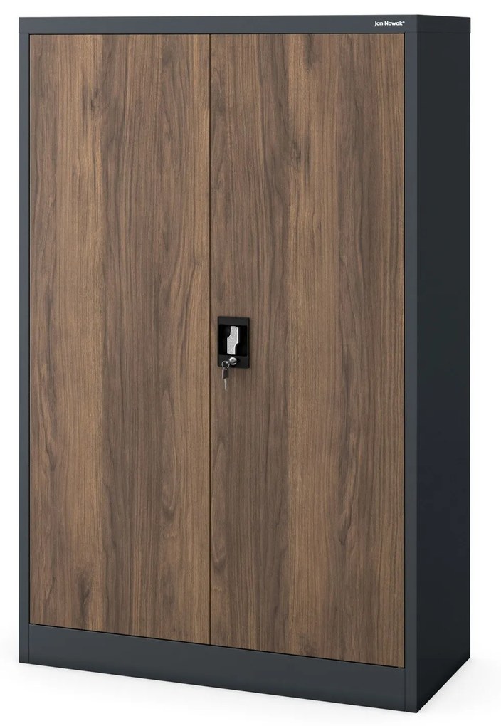 Szekrény KEVIN, 900 x 1400 x 400 mm, Eco Design: antracit/ dió