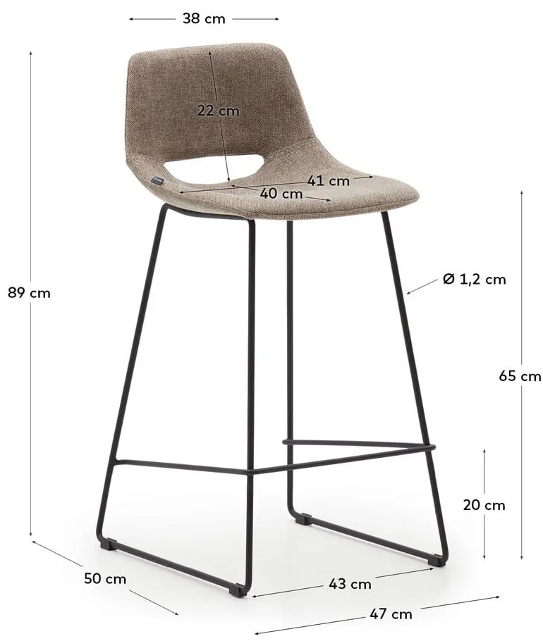 Világosbarna bárszék (ülésmagasság 65 cm) Zahara – Kave Home