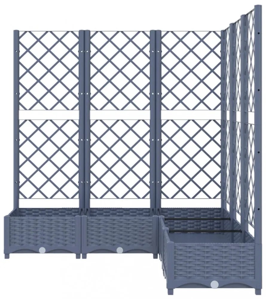 sötétszürke PP rácsos kerti ültetőláda 120 x 120 x 121,5 cm
