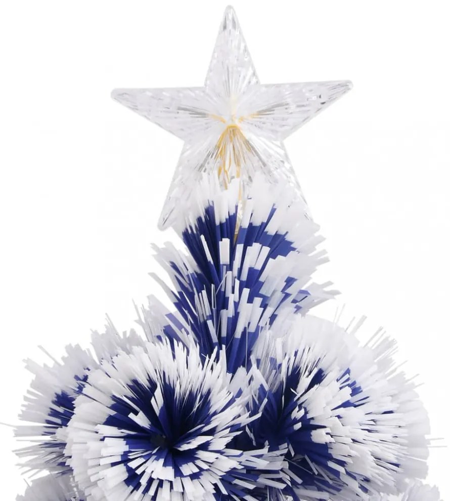 fehér és kék száloptikás megvilágított műkarácsonyfa 180 cm