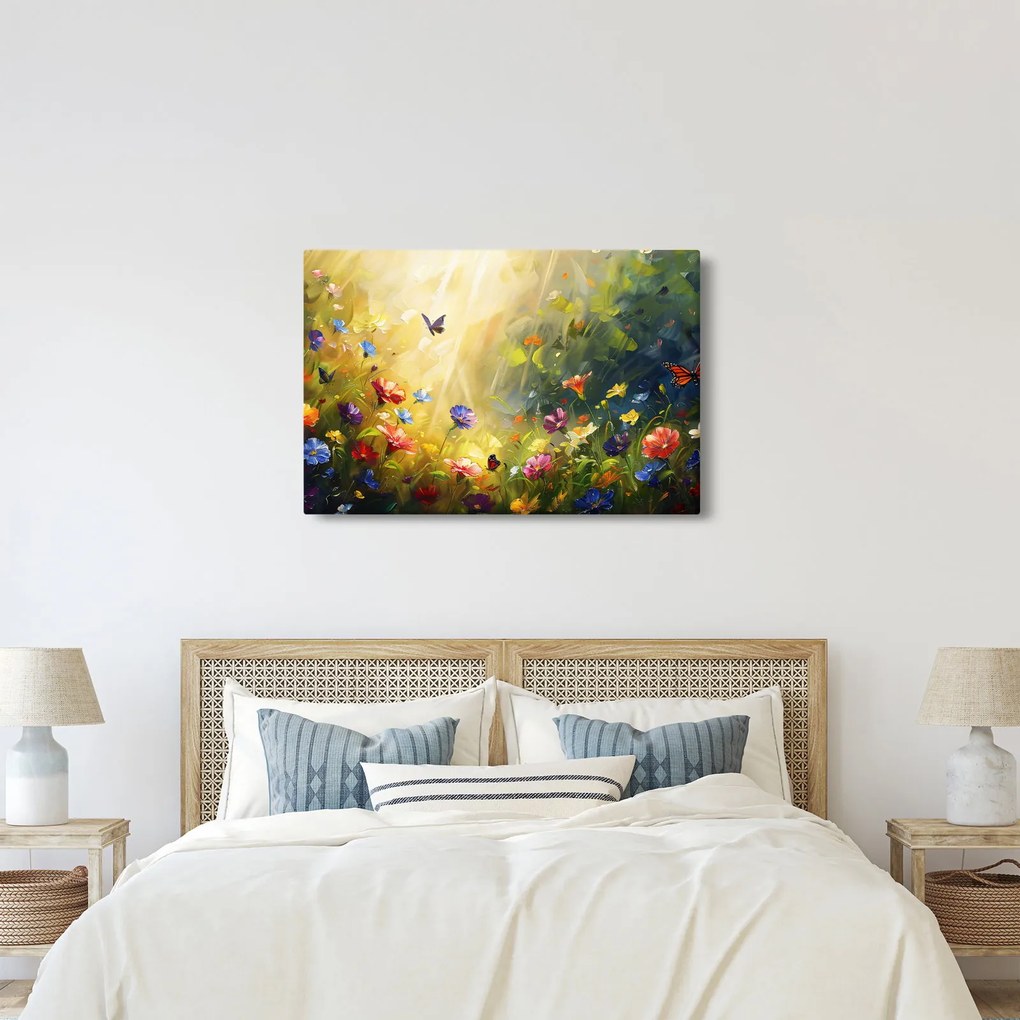 Kép - Tavaszi virágos rét, festmény (90x60 cm)
