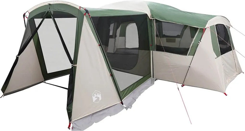 vidaXL Családi sátor 20 fős tetővel Zöld és Fehér 745 x 700 x 217 cm