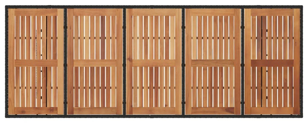 9 darabos kerti étkezőszett fekete poly rattan akáciából