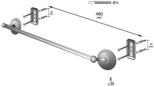 Erga Deco, 1 karú törölközőtartó 460 mm, antik sárgaréz, ERG-00410