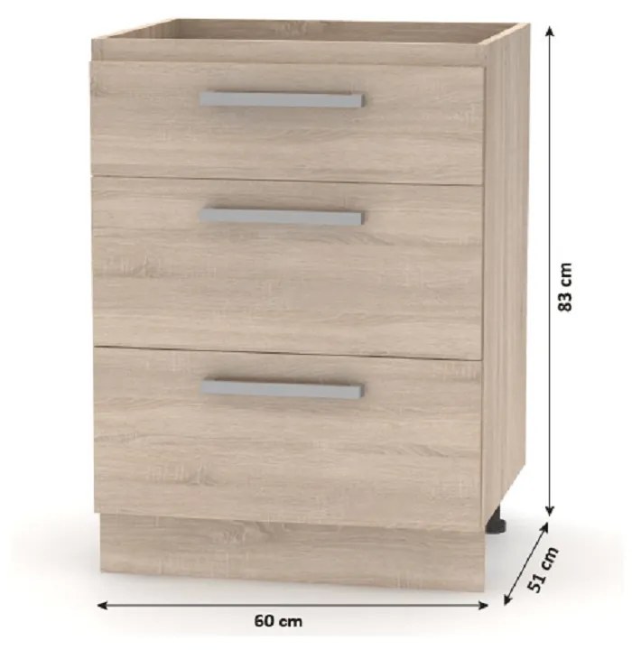 Konyhabútor 2,4 m, tölgy sonoma/fehér, NOVA PLUS