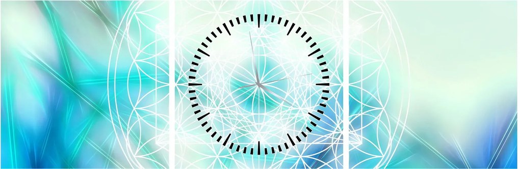 Kép - Merkaba türkiz háttérrel (órával) (90x30 cm)