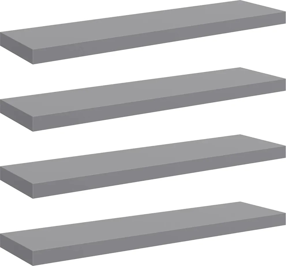 vidaXL 4 db szürke MDF lebegő fali polc 90 x 23,5 x 3,8 cm