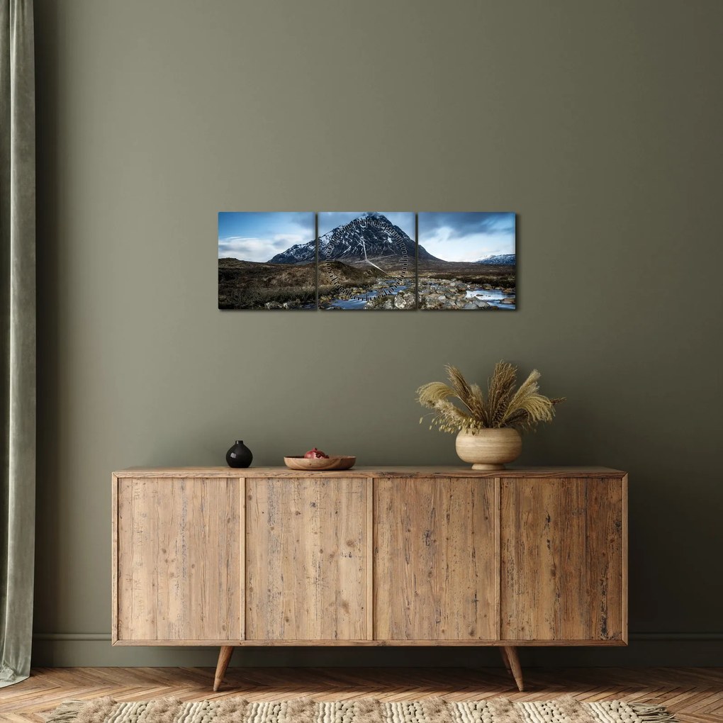 Hegy és a folyó képe (órával) (90x30 cm)