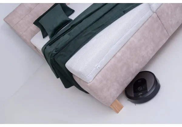 Kárpitozott ágy matraccal és beépített tárolóval VIOLET 160x200 cm bézs