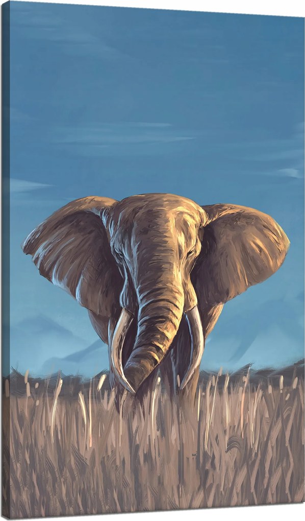 Olajfestmény Stílus Szürke Nagy Elefánt 70x120 cm Ideális ajándék