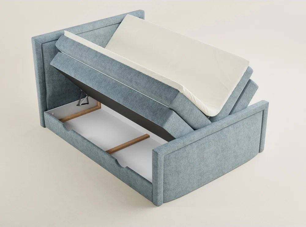 Világoskék ágyneműtartós boxspring ágy 200x200 cm Fresco – Maison de Rêve