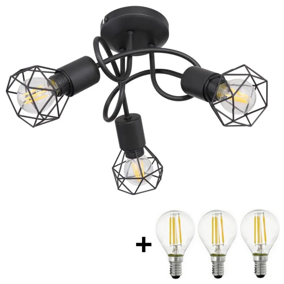 Globo - LED Felületre szerelhető csillár XARA 3xE14/6W/230V fekete GL5603+3xVT1928