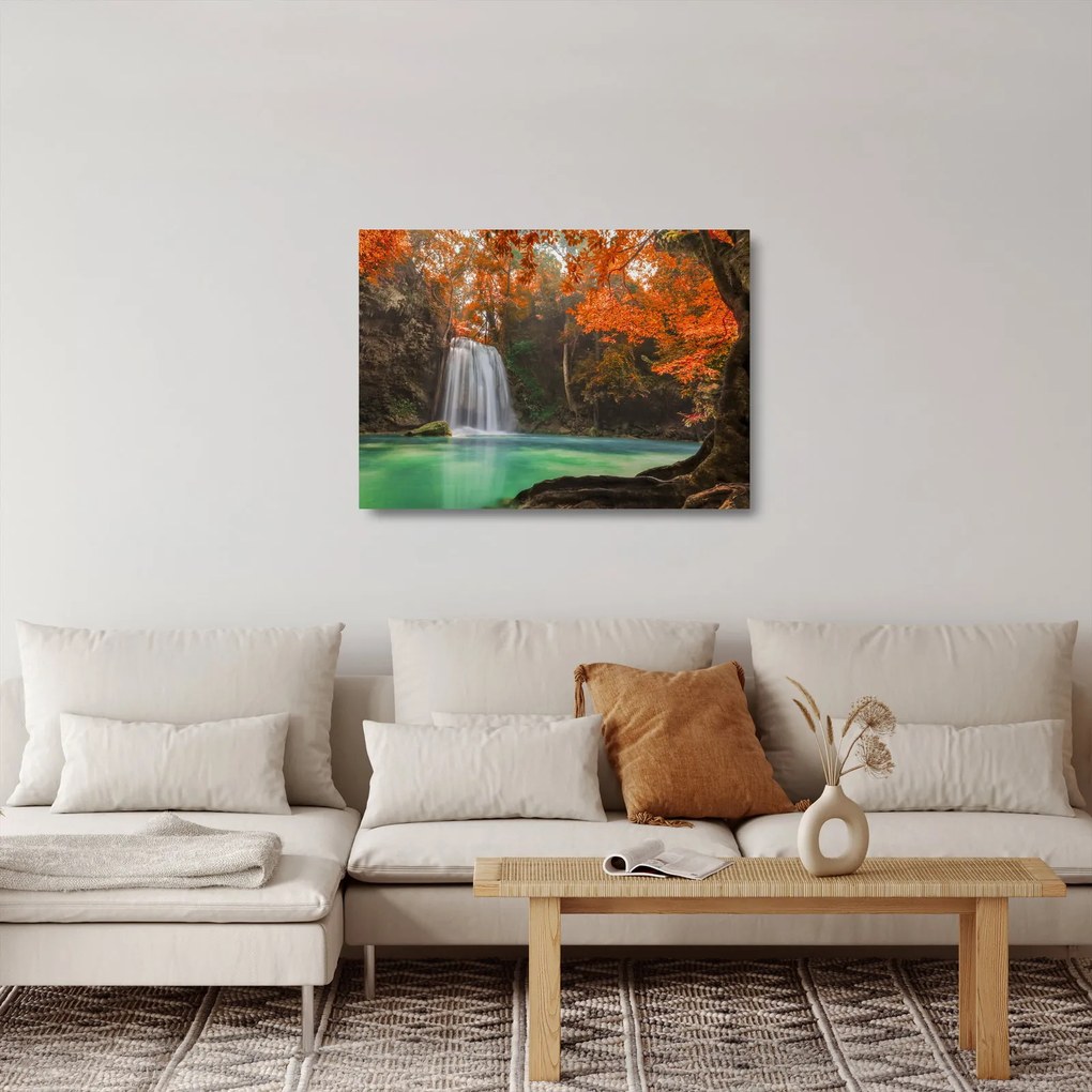 Üveg kép - Vízesés Thaiföldön (70x50 cm)