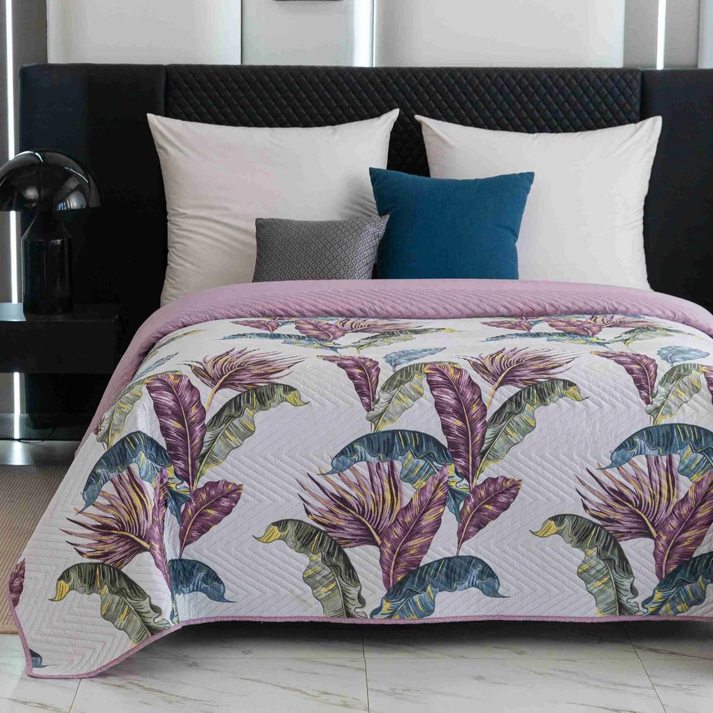 Ágytakaró TROPIC fehér / rózsaszín Méret: 220 x 240 cm