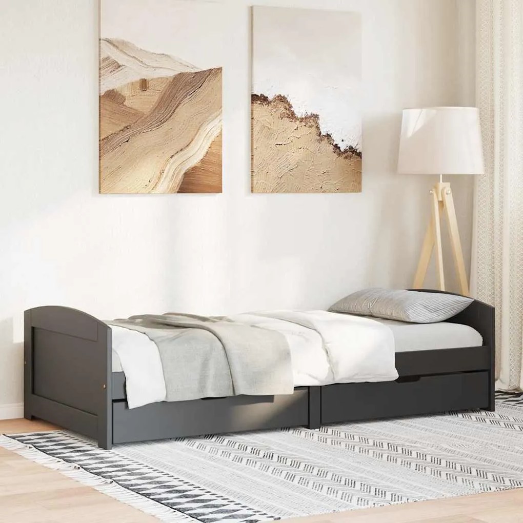 Napozóágy 2 fiókkal matrac nélkül IRUN Fekete 90x200 cm