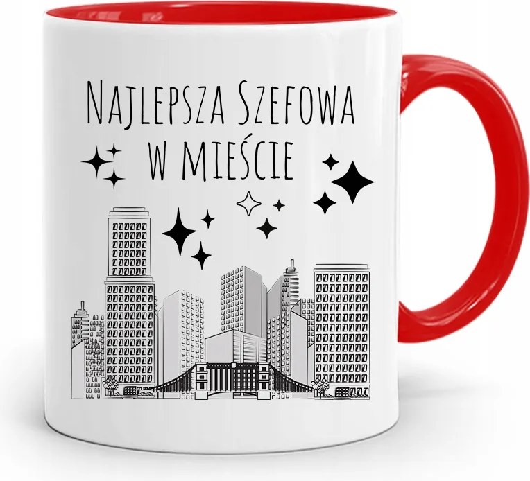 Piros Bögre A Főnöknek A Legjobb A Városban fényképes nyomattal