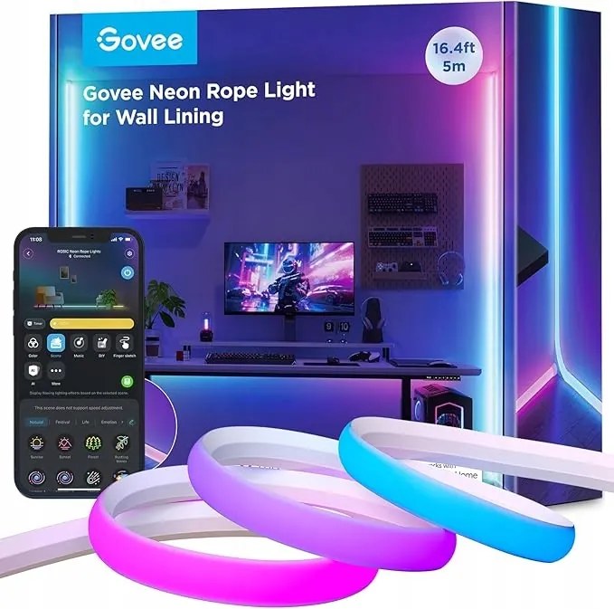 Govee Neon Led 5 m Rgbic Alexa Matter intelligens fali lámpa