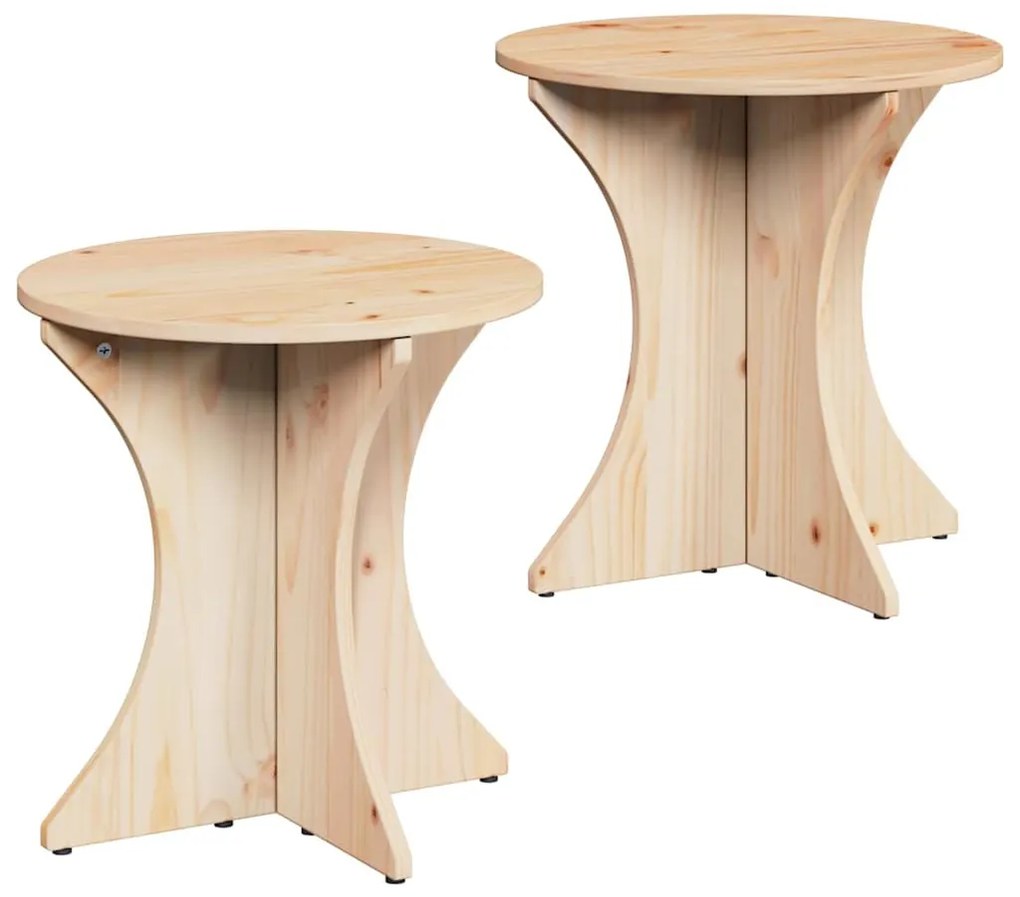 Dohányzóasztal 2 pcs Természetes 46 x 46 x 47 cm Tömör fenyőfa