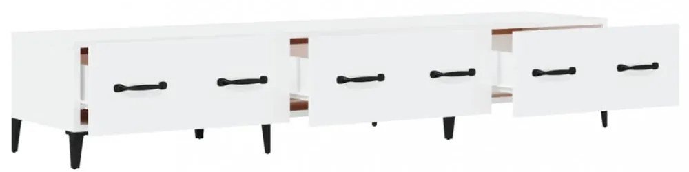 fehér magasfényű szerelt fa TV-szekrény 150x34,5x30 cm