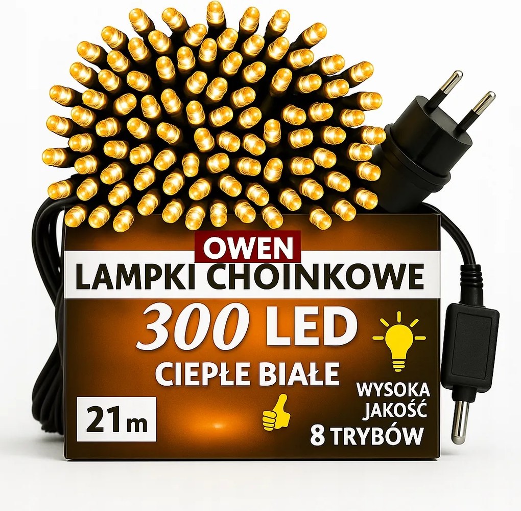 Karácsonyfa Fényfüzér Kültéri Beltéri 300LED Fehér Meleg Erős