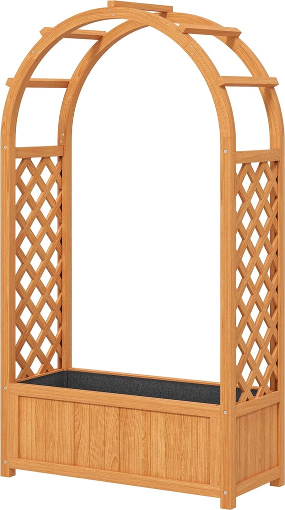 Outsunny Magaságyás Rácsos Tetővel, Facserép, Kert Rács 83x36x145cm Kert, Erkély, Terasz, Virágbox Futónövényekhez, Szőlőnövényekhez, Virágokhoz | Aos