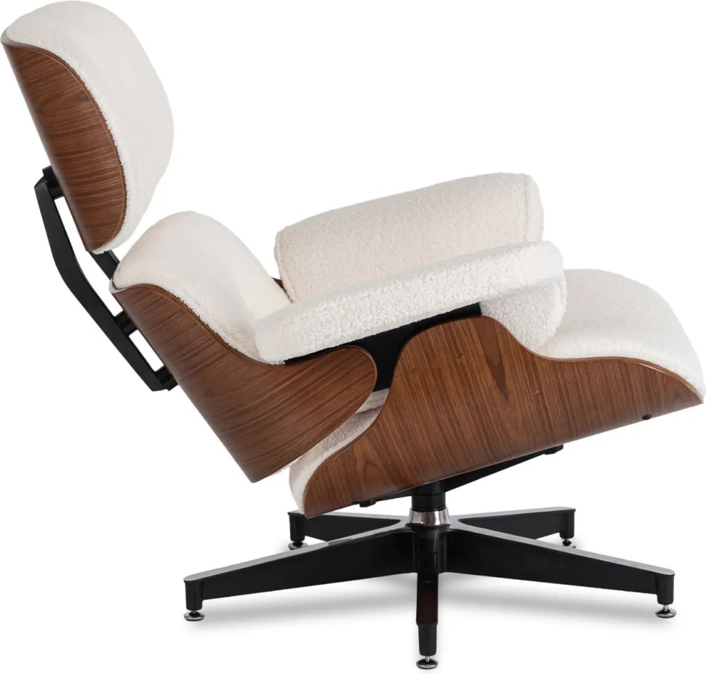 Pihenőfotel lábtartóval fehér bouclé kárpittal – PALERMO