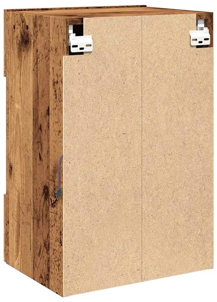 2 db antik fa fali TV-szekrény LED-világítással 40x30x60,5 cm