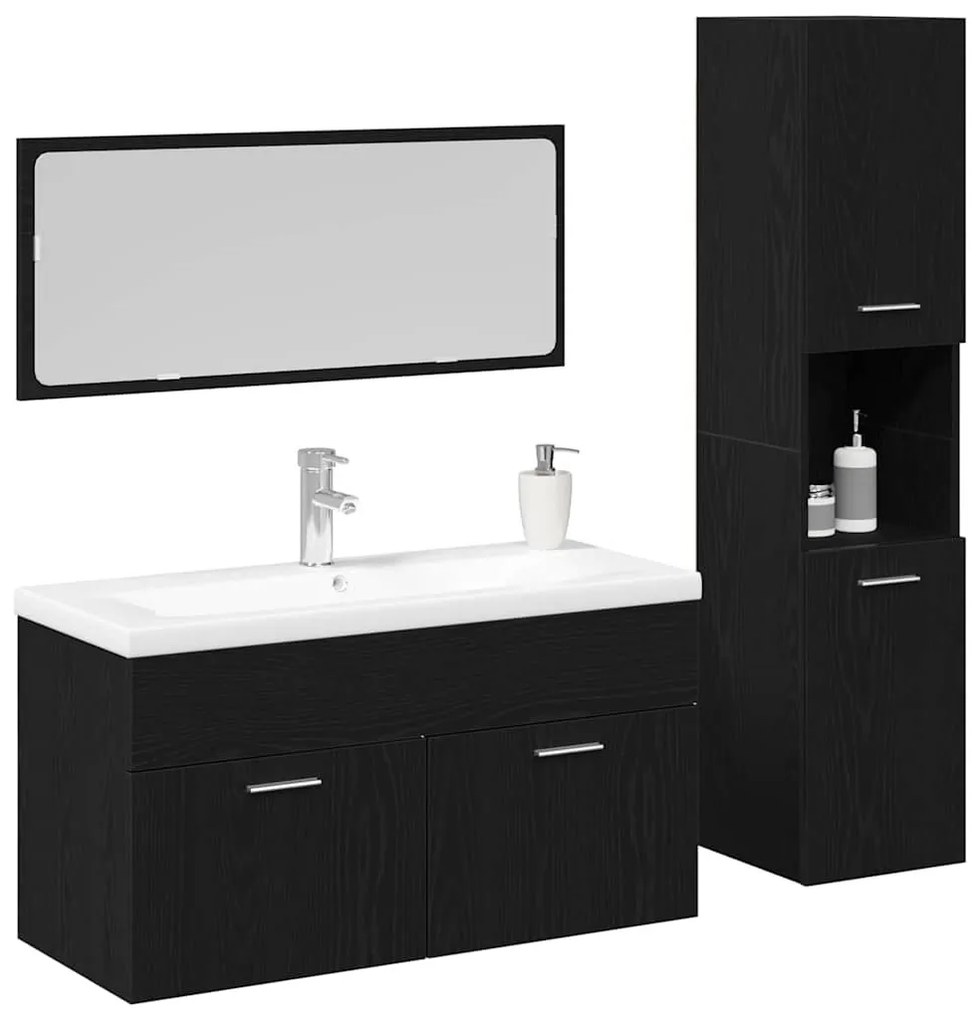 Fürdőszoba bútor szett 2 pcs Fekete tölgy 90 x 38.5 x 46 cm