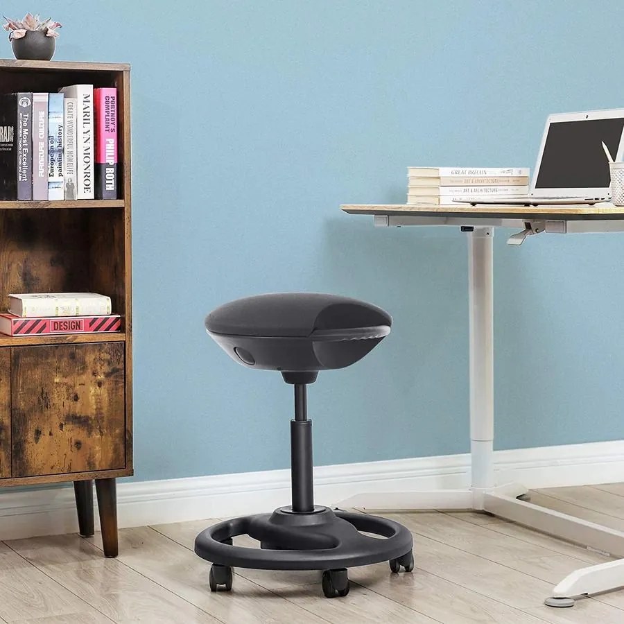 Magas szék, Ergonomikus munkaszék széles üléssel, 10°-os dőlésszög 50 x 55-73 cm, fekete