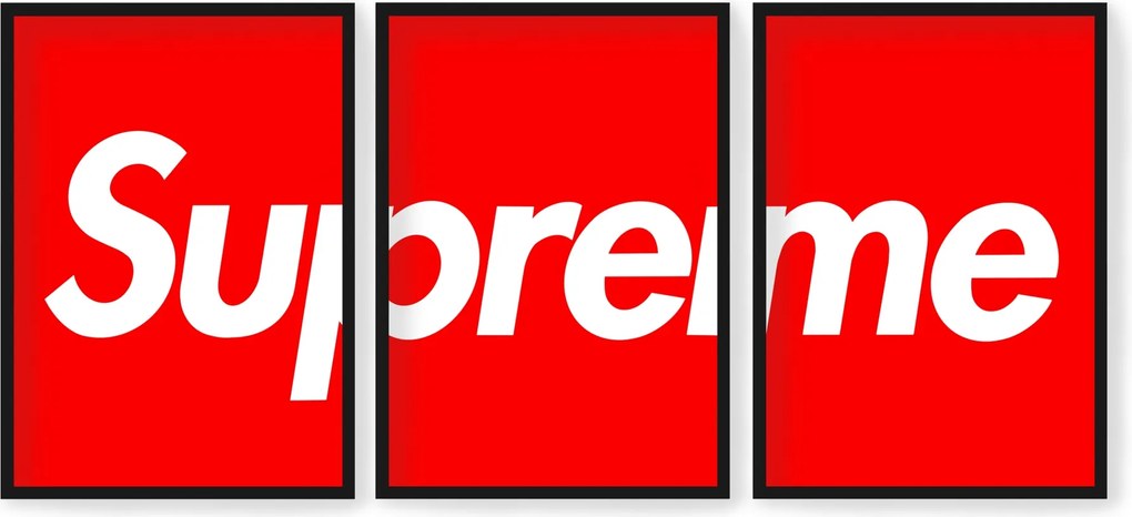 3 Poszterek Keretben Szett Supreme Triptichon Streetwear 30x40 Ajándék Ötlet
