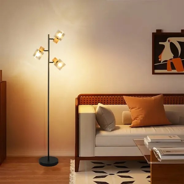 Brilagi - HYGGE állólámpa 3xE14/15W/230V fa/füstszínű