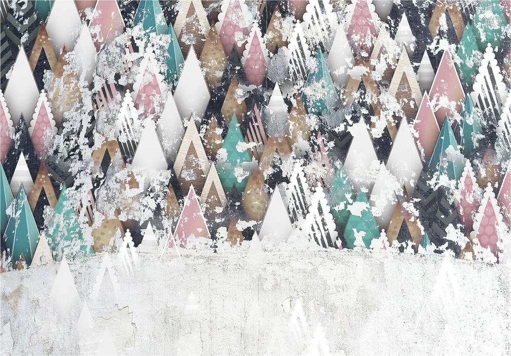 Fotótapéta Kristályos csúcsok geometria rombusz pasztell 254x184 +ragasztó