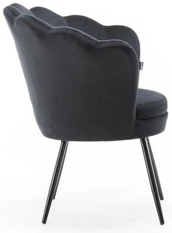 FREY Fekete modern velúr szék fekete lábbal