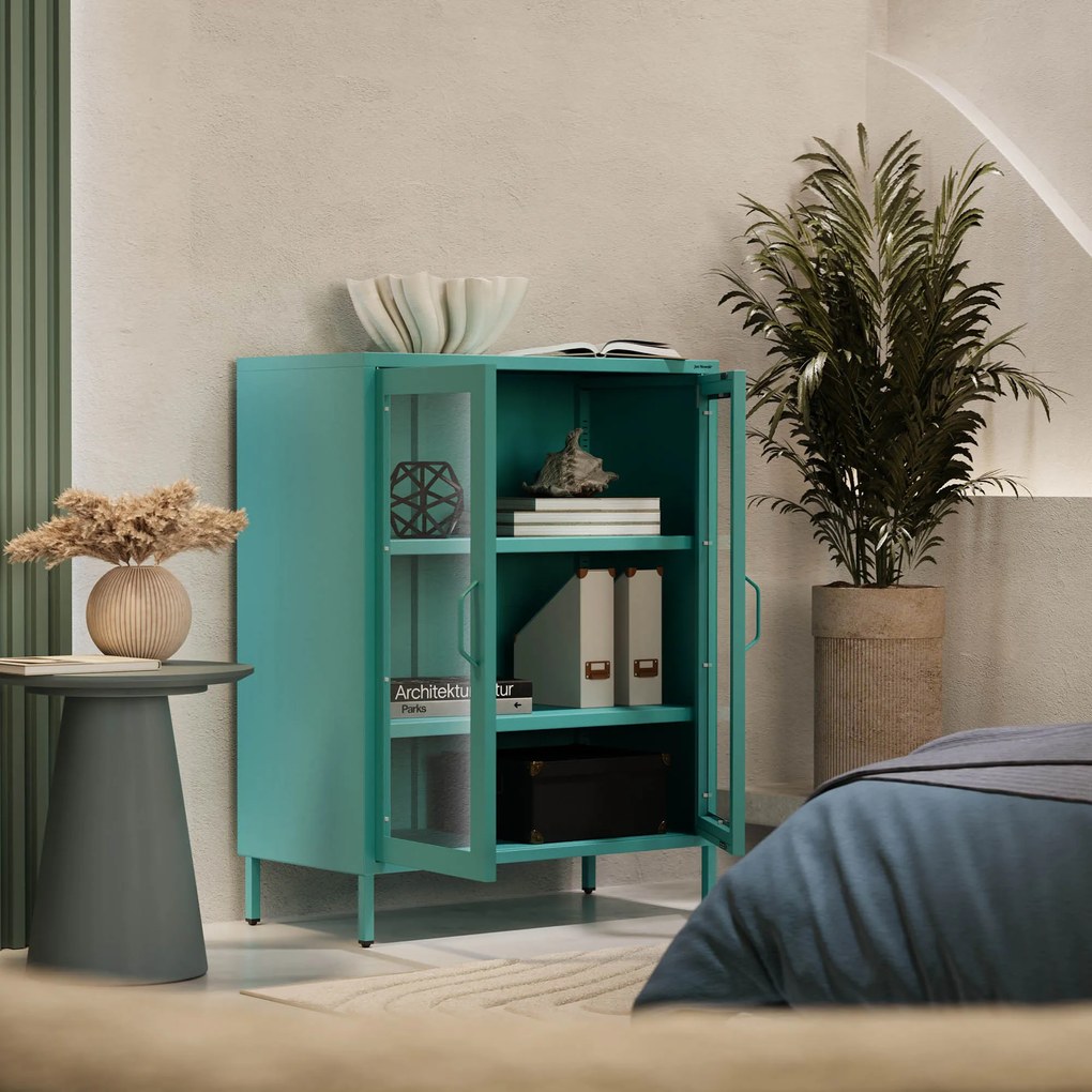 Vitrin GINA, 800 x 1015 x 400 mm, Modern: tengerszínű