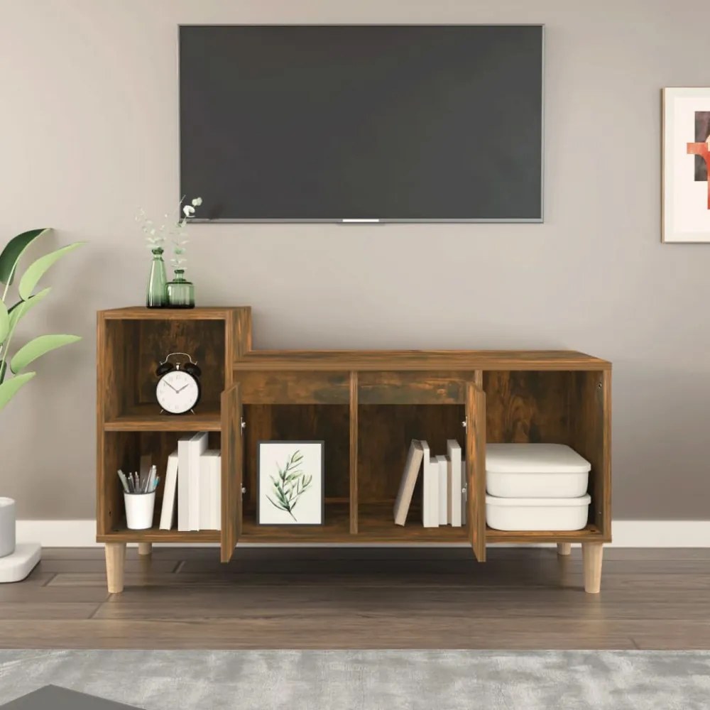 füstös tölgy színű szerelt fa TV-szekrény 100x35x55 cm