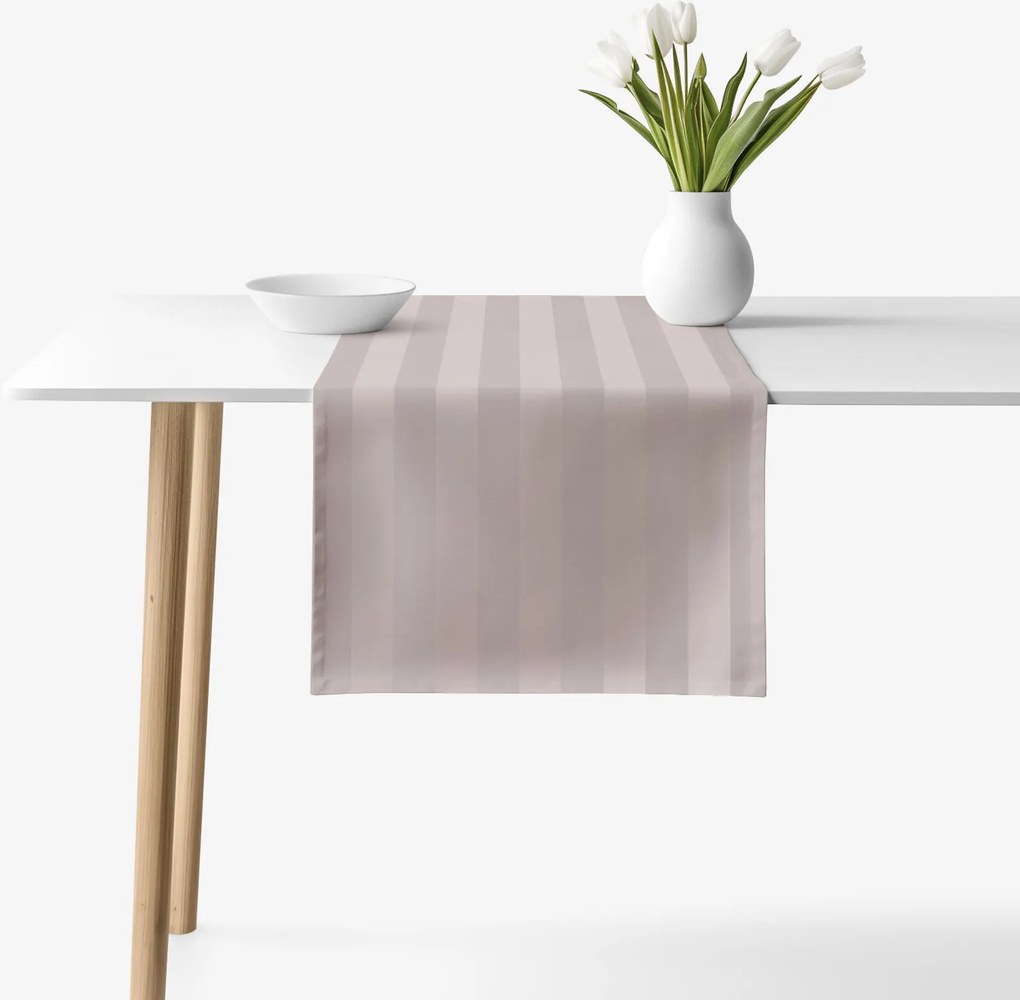 Goldea ünnepi damaszt asztali futó - szürkésbarna csíkos 35x120 cm