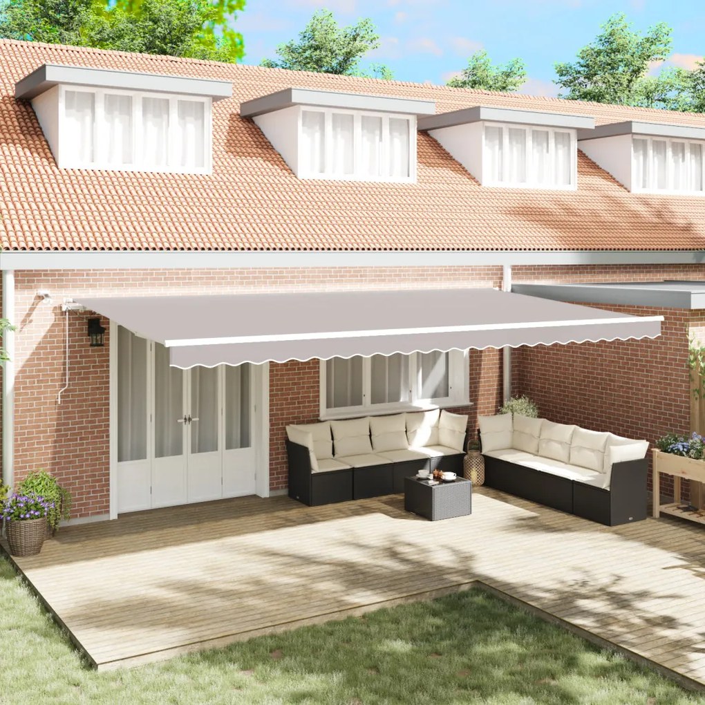 Automatikus Behúzható Napellenző LED világítással Világosszürke 600x300 cm