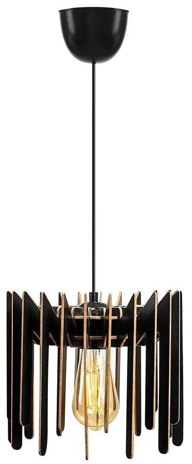 Csillár zsinóron 1xE27/60W/230V fekete átm. 23 cm