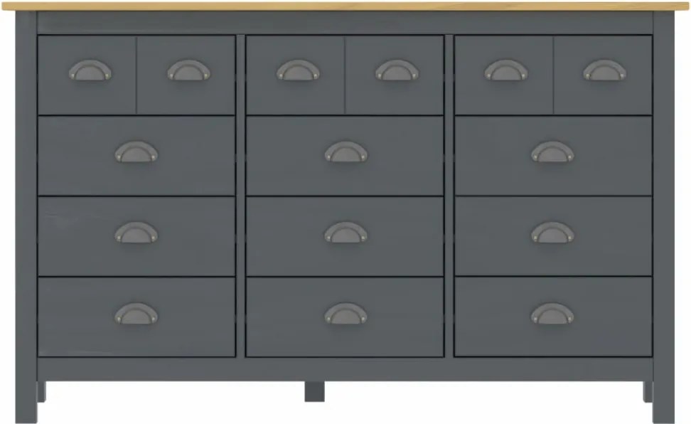 Hill range szürke tömör fenyőfa komód 130 x 37 x 80 cm