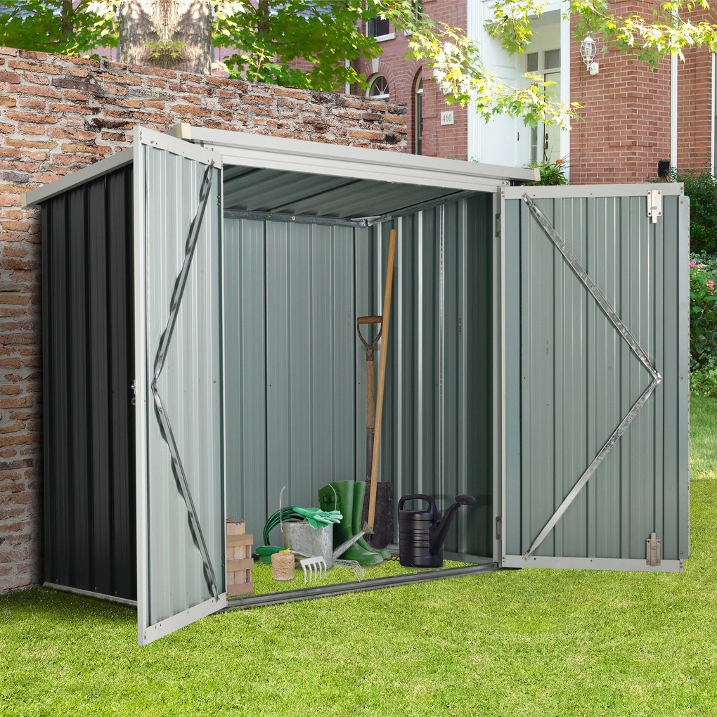 Outsunny Kültéri Kertiszerszám Tároló Sátor 1,26 m² 147x86x134 cm Fém Kertiszerszám Sátor 2 Ajtóval és Zárral a Teraszon | Aosom
