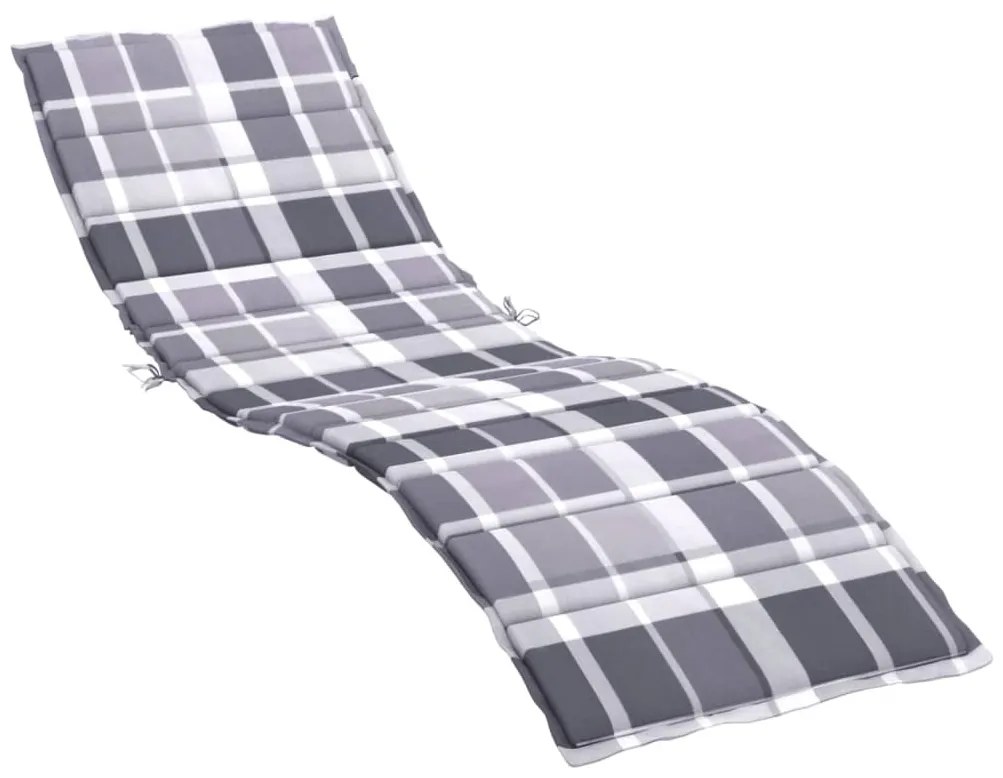 szürke kockás oxford szövet napozóágy párna 200 x 70 x 3 cm
