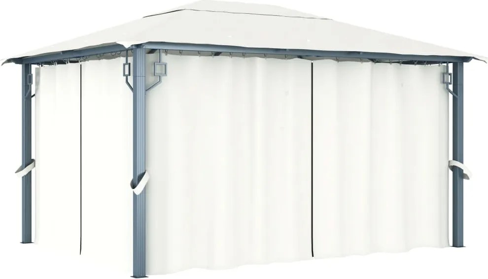 vidaXL krémszínű alumíniumpavilon függönnyel 400 x 300 cm