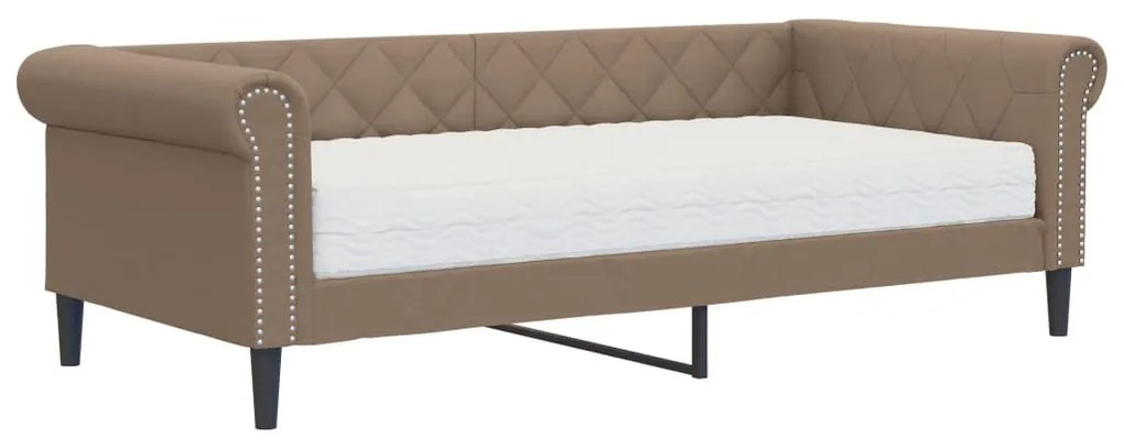 cappuccino színű műbőr heverő matraccal 90 x 200 cm