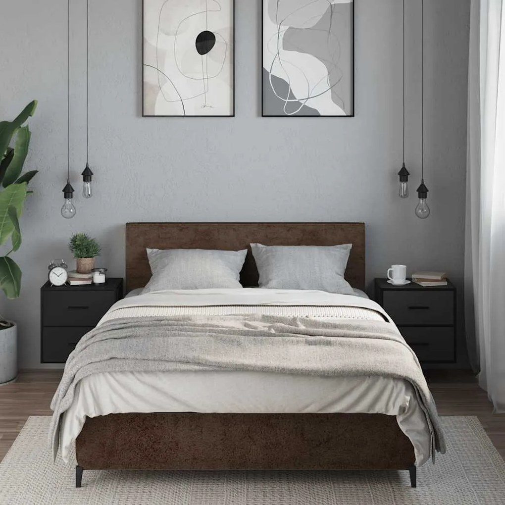 2 db fekete falra szerelhető éjjeliszekrény 40 x 31 x 39,5 cm