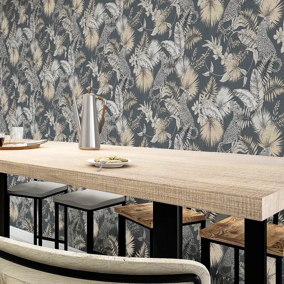 Arthouse Signature 2 Tropical Leopard bézs-szürke leopárdmintás papír tapéta – 909408