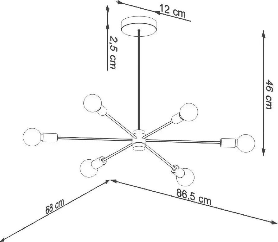 Fekete mennyezeti lámpa 68x86,5 cm Benedett – Sollux