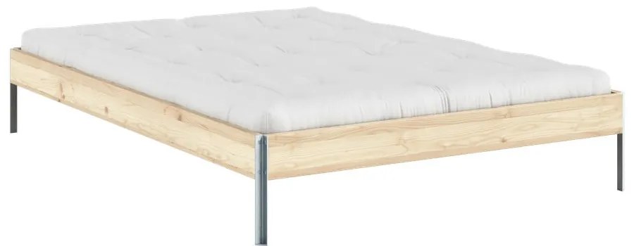 Natúr színű borovi fenyő franciaágy ágyráccsal 140x200 cm Core – Karup Design