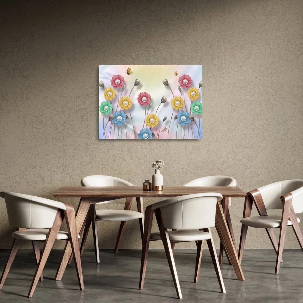 Kép - Színes rét (üvegen) (70x50 cm)